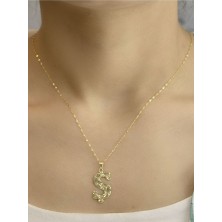 ZEYNEPLİ GOLD 14 Ayar Altın Press Füzyon Ş Harfli Kolye