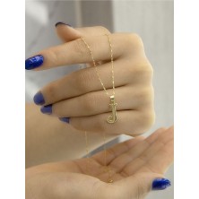 ZEYNEPLİ GOLD 14 Ayar Altın Şirin J Harfli Kolye