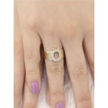 14 Ayar Altın Büyük Ö Harfli Taşlı Yüzük