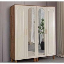 Yuvaset Home KDL Bohem Aynalı 4 Kapılı Dolap