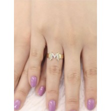 14 Ayar Altın Küçük M Harfli Taşlı Yüzük