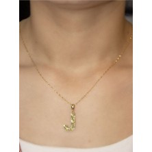 ZEYNEPLİ GOLD 14 Ayar Altın Büyük Füzyon J Harfli Kolye