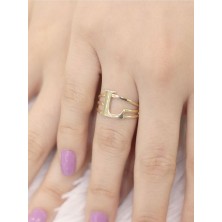 14 Ayar Altın Kaburga L Harfli Yüzük