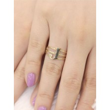 14 Ayar Altın Kaburga J Harfli Yüzük