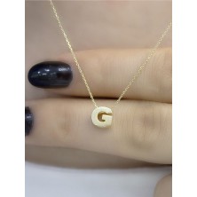 14 Ayar Altın 3 Boyutlu G Harfli Kolye