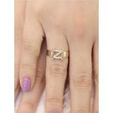 14 Ayar Altın Küçük Z Harfli Taşlı Yüzük