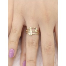 14 Ayar Altın Kaburga P Harfli Yüzük