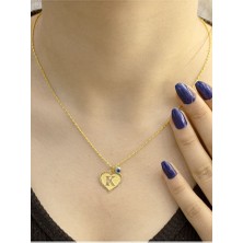 14 Ayar Altın Kalpli K Harfi Kolye