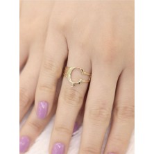 ZEYNEPLİ GOLD 14 Ayar Altın Kaburga Ç Harfli Yüzük