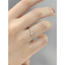 14 Ayar Altın Tek Top Ince Yüzük