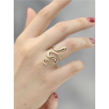 14 Ayar Altın Uzun Yılan Tasarımlı Yüzük