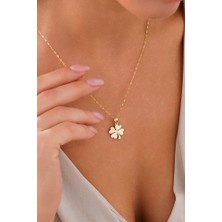 14 Ayar Altın Yonca Kolye