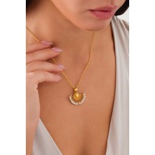 14 Ayar Altın Yelpaze Kolye