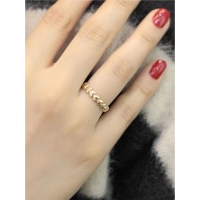 14 Ayar Altın Sıralı Kalp Yüzük