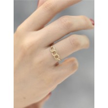 14 Ayar Altın 3'lü Halkalı Ince Yüzük