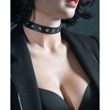 Cicişim Siyah Deri Görünümlü Şık Tasarım Boyunluk