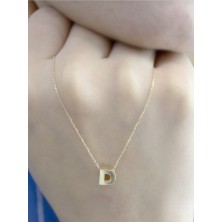 14 Ayar Altın 3 Boyutlu D Harfli Kolye