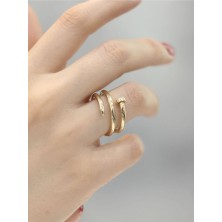 14 Ayar Altın Çift Sıra Çivi Yüzük