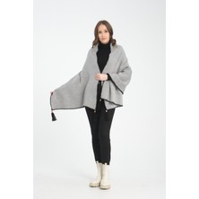 T-Crazy Knitwear Kenarları Dikişli Düz Renk Püsküllü Kışlık Triko Şal, Triko Örme Omuz Şalı