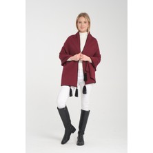 T-Crazy Knitwear Kenarları Dikişli Düz Renk Püsküllü Kışlık Triko Şal, Triko Örme Omuz Şalı