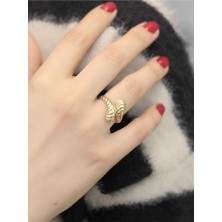 14 Ayar Altın Çiftli Worm Yüzük