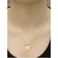 14 Ayar Altın Kalpli E Harfli Kolye