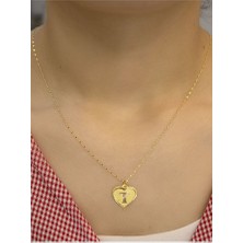 14 Ayar Altın Kalpli T Harfli Kolye