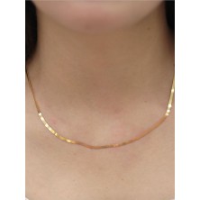 14 Ayar Altın Italyan Yassı Ezme Kolye