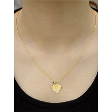 14 Ayar Altın Kalpli Ç Harfli Kolye