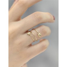 14 Ayar Altın Ikili Yıldız Yüzük