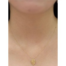 14 Ayar Altın Yaprak Kolye