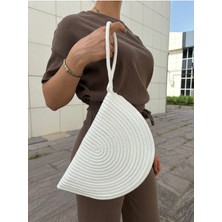 MaVaux Moss Fermuarlı Vegan Hasır Jüt Clutch Çanta Modern Tasarım Küçük Boy Suya Dayanıklı