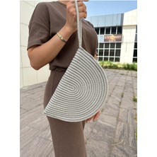 Moss Fermuarlı Hasır Jüt Vegan Clutch Çanta