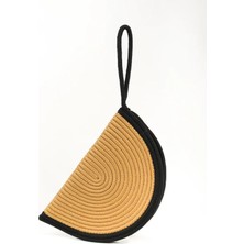 Moss Fermuarlı Hasır Jüt Vegan Clutch Çanta