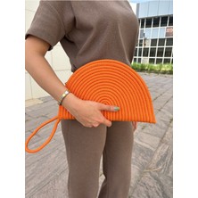 Moss Fermuarlı Hasır Jüt Vegan Clutch Çanta