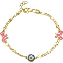 Melike Pembe Kelebekli Çocuk Bilekliği