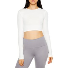 F21 Dikişsiz Uzun Kollu Crop Tişört