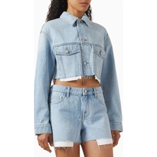 Cropped Denim Kadın Ceket, Ham Paça ve 13.5oz Kumaşla Yazlık Şıklık