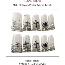 Takma Takma 10'lu Ten Rengi Extra Extra Extra TT1434 Tekrar Kullanılabilir El Yapımı Protez Takma Tırnak - Ten Rengi-M