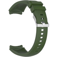 Mobicas Amazfit Gtr Mini Uyumlu 20MM Çizgili Silikon Kordon-18 Koyu Yeşil