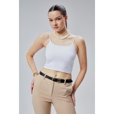 Hakiki Deri 3 Köprülü Sarı Toka Kadın Kemeri 2,5cm