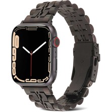 Mobicas Apple Watch 4 (40MM) Uyumlu Şeritli Görünüm Metal Kordon-54 Siyah
