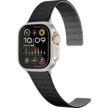 Mobicas Apple Watch 7 (45MM) Uyumlu Mıknatıslı Silikon KORDON-111 Siyah