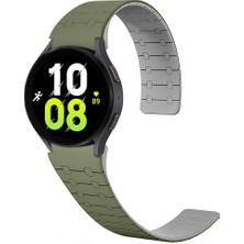 Mobicas Galaxy Watch 4 Classic (46MM) Uyumlu 20MM Kavisli Mıknatıslı Silikon KORDON-111 Yeşil