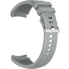 Mobicas Huawei Watch Gt Active (46.5 Mm) Uyumlu 22MM Çizgili Silikon Kordon-18 Gri
