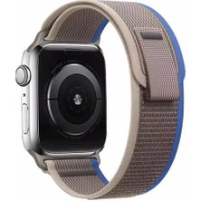 Mobicas Apple Watch 10 (46MM) Uyumlu Cırt Cırtlı Hasır Kordon-77 Gri-Mavi