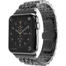 Mobicas Apple Watch 9 (45MM) Uyumlu Iki Renkli Metal Kordon-14 Siyah