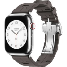 Mobicas Apple Watch Ultra (49MM) Uyumlu Metal Tokalı Silikon Kordon-94 Haki