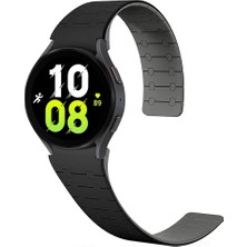 Mobicas Galaxy Watch 5 (44MM) Uyumlu 20MM Kavisli Mıknatıslı Silikon KORDON-111 Siyah