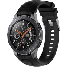 Mobicas Galaxy Watch Active (42MM) Uyumlu 20MM Çizgili Silikon Kordon-18 Siyah